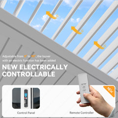 EROMMY 10x13 Pergola with Remote-Controlled Shade & LED Lights – White-Erommy