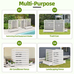 EROMMY 3 Panels No-Dig AC Unit Privacy Fence with Planter Box, 33" W x 39" H, Durable Outdoor Wood Screen to Hide AC & Trash with Floral Bed White