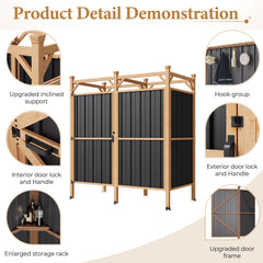 EROMMY Outdoor Shower Enclosure with Lockable Door, Weatherproof Outdoor Shower Stall with Metal Panels, Hooks & Shelves - Perfect for Pool Wash Station, Backyard & Beach Rinse Area Large Version