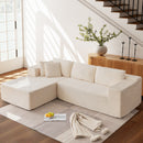 EROMMY 106 inch Cloud Sectional Couch with Chaise Lounge for Living Room Bedroom Apartment, Corduroy Fabric, Beige