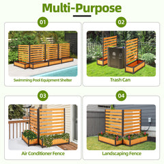 EROMMY No-Dig Privacy Fence Planter, Wood Outdoor Screen for AC Unit, Trash & Flower Bed, Weather-Resistant, (2PCS 36" W x 45" H Yellow)