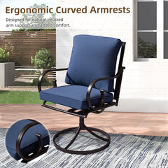 Erommy Patio Swivel Chair Set of 2, Outdoor Dining Chairs with Cushions, Blue-Erommy