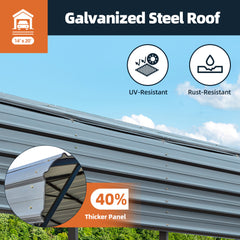 EROMMY 14’ x 20’ RV Metal Carport, Heavy Duty Carport Canopy with Galvanized Metal Roof and Frame for Car, RV, Boat and Tractors-Erommy
