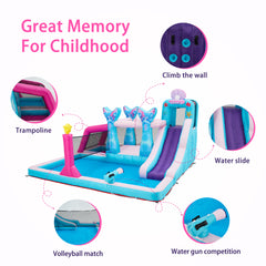 EROMMY Inflatable Bounce House, Bounce House with Water Slide for Kids 3-8, 480W Blower for Outdoor Backyard-Erommy