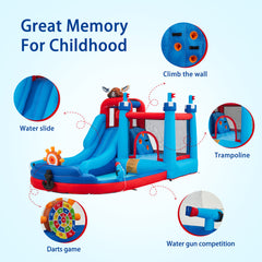 EROMMY Inflatable Bounce House, Bounce House with Water Slide for Kids 3-8, 480W Blower for Outdoor Backyard-Erommy