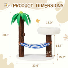 EROMMY Coconut Island Cat Tree with Nest and Hammock, 30" Cat Climbing Shelf, with Scratching Post, Dark