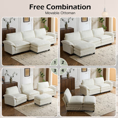 EROMMY 120.8 Inch Oversized Sectional Couch for Modern Living Room, Beige-Erommy