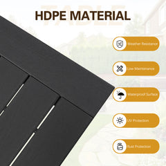 EROMMY Outdoor Table and Chairs for 4, HDPE Weather Resistant Outdoor Dining Set, Black-Erommy