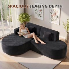 EROMMY Modern L-Shape Sectional Sofa with Chaise Lounge for Living Room Bedroom, Black-Erommy