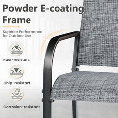 EROMMY Patio Chairs Set of 4, 330 LBS Capacity, 17.83" Widened Outdoor Dining Chairs with All Weather Quick-Drying Textilene & Metal Frame, Gray