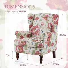 EROMMY Fabric Accent Chair, Modern Upholstered Armchair, Leisure Single Sofa Chair for Living Room Bedroom Reading, Pink Floral-Erommy