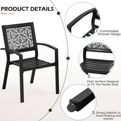 EROMMY 3-Piece Outdoor Bistro Set ¨C Metal Chairs & Table, Black-Erommy