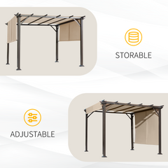 EROMMY 10' x 10' Outdoor Pergola with Sun Shade Canopy, Aluminum Frame, Modern Patio Pavilion Grill Gazebo with Weather-Resistant Fabric, White-Erommy