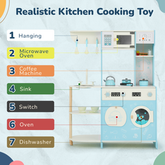 EROMMY Kids Play Kitchen Set, Kids Cooking Pretend Play Set, Kitchen Playset for Kids, Playset Interactive Toy, Blue-Erommy