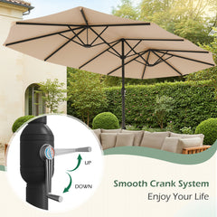 EROMMY 15 X 9 Double-Sided Outdoor Spacious Umbrella - Beige-Erommy