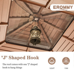 EROMMY 12'x12' Hardtop Gazebo Canopy Galvanized Steel Pergolas with Netting & Curtains - Erommy