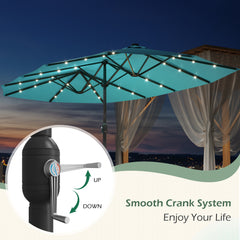 EROMMY 15 X 9 Double-Sided Large Umbrella with Solar LED - Blue-Erommy