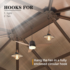 EROMMY 12'x14' Hardtop Gazebo, Outdoor Polycarbonate Roof Canopy, Aluminum Frame Permanent Pavilion with Curtains and Netting-Erommy