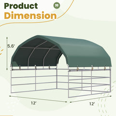 EROMMY 12'x12' Heavy Duty Round Style Canopy With Shade Shed Kit for Livestock