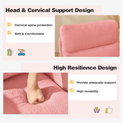 EROMMY Solid Wood Rocking Chair with Cushion & Blanket, Pink, High Legs-Erommy