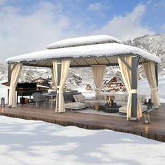 EROMMY 12' x 20' Hardtop Gazebo, Aluminum Composite Double Roof for Patio and Garden, Curtains and Netting-Erommy