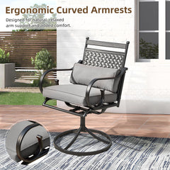 EROMMY Patio Swivel Chair Set of 2, Outdoor Dining Chairs with Cushions for Porch, Deck, and Garden, Gray-Erommy