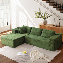 EROMMY 106 inch Cloud Sectional Couch with Chaise Lounge for Living Room Bedroom Apartment, Corduroy Fabric, Green