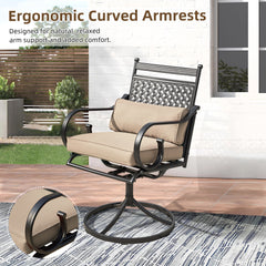 EROMMY Patio Swivel Chair Set of 2, Outdoor Dining Chairs with Cushions for Porch, Deck, and Garden, Khaki-Erommy