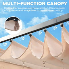 EROMMY Retractable Pergola 10x12 Ft, Upgraded Sun Shade with Waterproof Canopy, Durable Metal Patio Shelter with Magnetic Attachment for Backyard Garden Deck (Beige)
