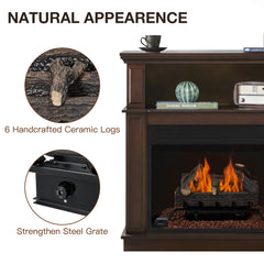 EROMMY 24 Inch Ventless Fireplace Logs Set, Only Used for LP/Propane, Brown