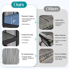 EROMMY 5 Pieces Patio Set Outdoor Furniture Set with Wood Armrest for Garden Balcony Backyard Poolside (Blue)-Erommy