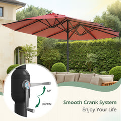 EROMMY 15 X 9 Double-Sided Outdoor Spacious Umbrella - Red-Erommy