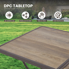 EROMMY 63 Inch Outdoor Patio Dining Table for 6, Rectangle Metal Patio Table with 1.96 Inch Adjustable Umbrella Hole-Erommy