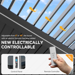 EROMMY 10x20 Pergola with Remote-Controlled Shade & LED Lights – Black-Erommy