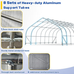 EROMMY 20x30 FT Heavy Duty Durable Carport, Silver Gray, Galvanized Steel Frame Garage Shelter and Outdoor Storage, Waterproof 3-Layer PE Cover, Fits 2 Cars, Boat, Farm Equipment