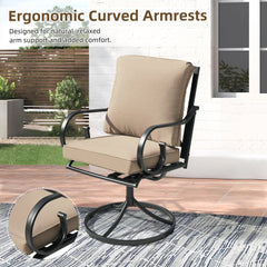erommy Patio Swivel Chair Set of 2, Outdoor Dining Chairs with Cushions, khaki-Erommy