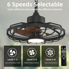 EROMMY 20'' Wood Grain Gazebo Fan with Light, 6 Speeds, Dimmable LED, Reversible (Gazebo not included)-Erommy