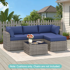 EROMMY 9-Piece Outdoor Sectional Cushions for 4-Seat Sofa, Waterproof Deep Seat w/ Non-Slip & Machine Washable Covers, Navy Blue
