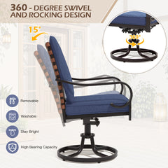 EROMMY Swivel Patio Chairs Set of 2 with Thickened Cushions, Blue-Erommy