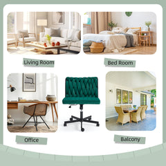 EROMMY Height Adjustable Criss Cross Chair with Wheels, Indoor Furniture Chairs, Cross-legged Armless Swivel Home Office Chair, Green-Erommy