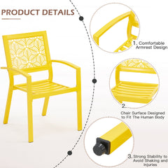 EROMMY 3-Piece Outdoor Bistro Set ¨C Metal Chairs & Table, Yellow-Erommy