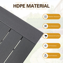 EROMMY Outdoor Table and Chairs for 4, HDPE Weather Resistant Outdoor Dining Set for Lawn, Garden, Backyard, Poolside, Grey-Erommy