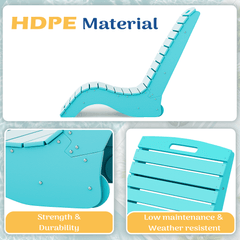 EROMMY HDPE Pool Lounge Chairs Set of 2, In-Pool Chaise with Wheels, S-Shaped, Blue