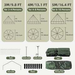 EROMMY Bell Tent for Family Camping, 9.8 FT Yurt Tent with Stove Jack, 4 Season Oxford Tents for Outdoor Party, Hot Tent Shelter Fits 3-4 People