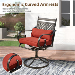 EROMMY Patio Swivel Chair Set of 2, Outdoor Dining Chairs with Cushions for Porch, Deck, and Garden, Red-Erommy