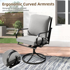 EROMMY Patio Swivel Chair Set of 2, Outdoor Dining Chairs with Cushions, Gray-Erommy