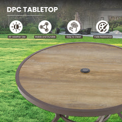 Erommy 38 Inch Outdoor Metal Dining Table with Adjustable Umbrella Hole-Erommy