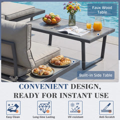 EROMMY Patio Conversation Sets, 4 Piece Outdoor Patio Furniture Set, Outdoor Furniture with Coffee Table, Gray