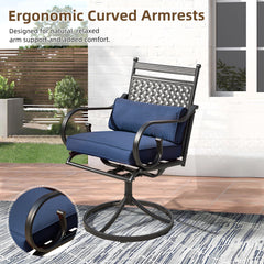 EROMMY Patio Swivel Chair Set of 2, Outdoor Dining Chairs with Cushions for Porch, Deck, and Garden, Blue-Erommy