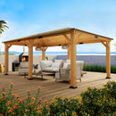 EROMMY 12' x 20' Spruce Wood Gazebo Hardtop, Silent Asphalt Roof Solid Wood Gazebo, for Patio, Lawns, Garden, Yard-Erommy